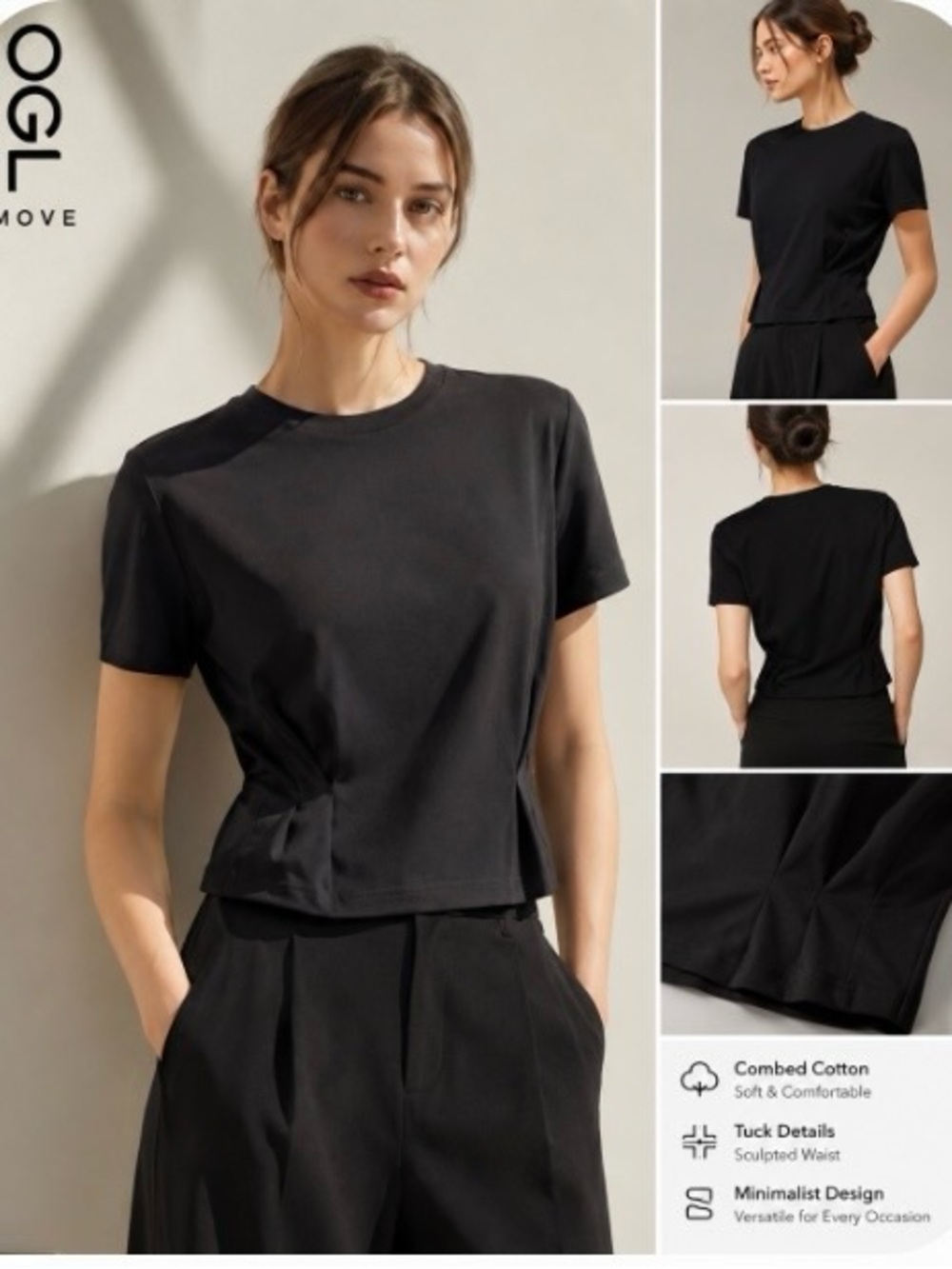OGL Move Black Cinched Waist Crewneck
Cropped Cotton Tee NWT